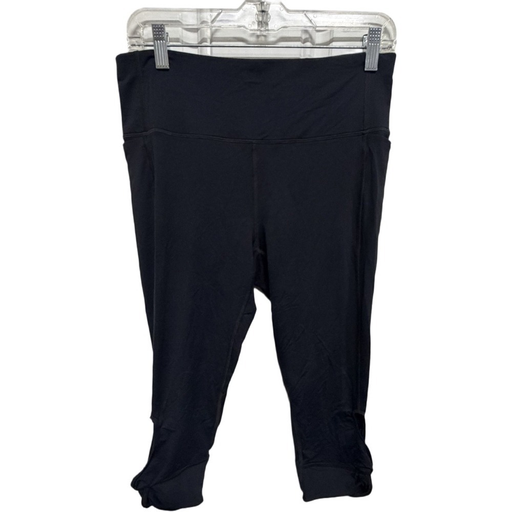 Under Armour HeatGear Cropped Leggings Women's Large Black Side Cutout Athletic